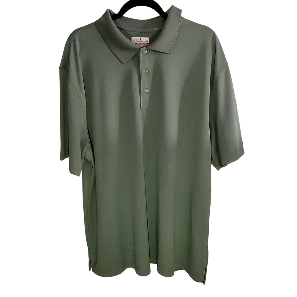 Grand Slam Polo Shirt Mens XXL‎ Olive Green Airflow Mesh Short Sleeve Golf Top